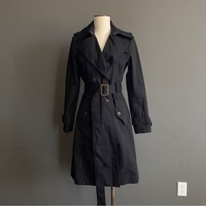 Banana Republic Timeless Trench Coat Black Belted Classic Heritage Minimalist